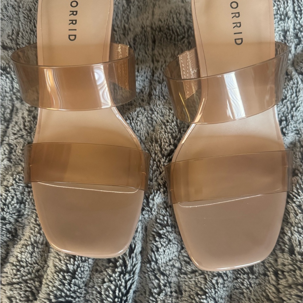 Torrid Tan Slide Sandals with Modern Square Toe